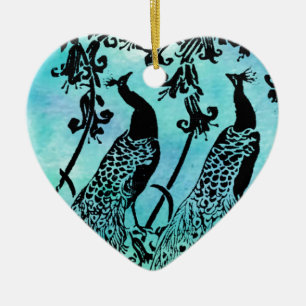Peacocks Ceramic Ornament