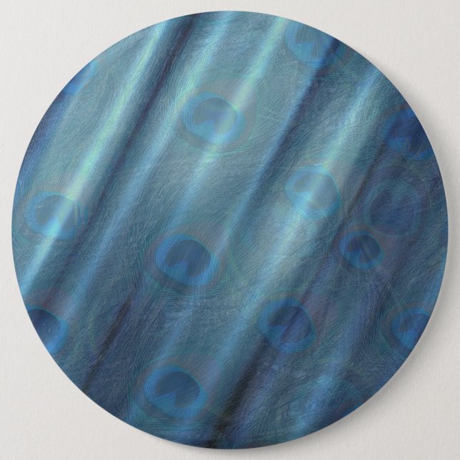 Peacocks & Emerald Green Metallic Silk 6 Inch Round Button (Front)