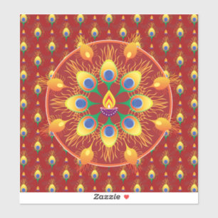 Peacocks' feather Rangoli on pattern