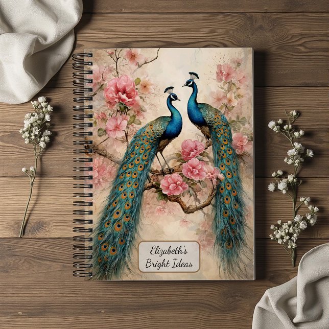 Peacocks in Blossom Notebook (Creator Uploaded)
