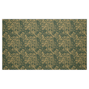 Peacocks In Grapevine Arts & Crafts Style Pattern Fabric