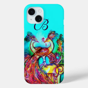 PEACOCKS IN LOVE MONOGRAM iPhone 15 CASE