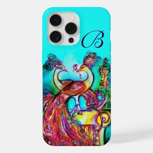 PEACOCKS IN LOVE MONOGRAM iPhone CASE (Back)
