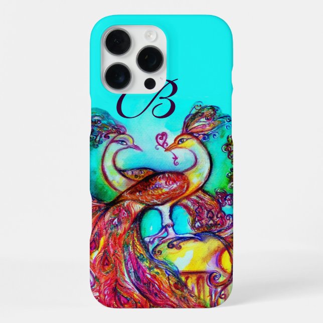 PEACOCKS IN LOVE MONOGRAM iPhone CASE (Back)