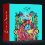 PEACOCKS IN LOVE MONOGRAM,red blue turquase purple Binder<br><div class="desc">Elegant  and classy design . Watercolor painting with golden and silver foil .Easy to customize with your own initials for your business.</div>