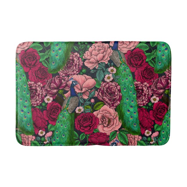 Peacocks in the rose garden 2 bath mat (Front)