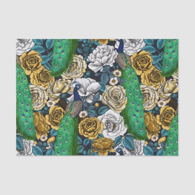 Peacocks in the rose garden 3 tissue paper (Front)