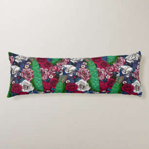 Peacocks in the rose garden body pillow
