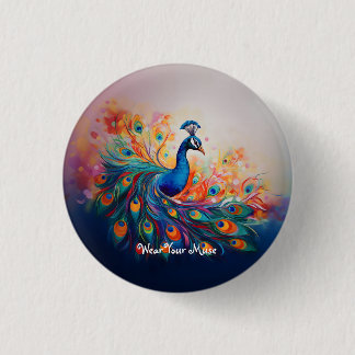 Peacock's Splendour 1 Inch Round Button