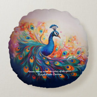 Peacock's Splendour Round Pillow