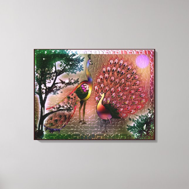 Peacocks Stretched Canvas Print (Front)