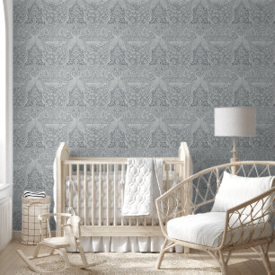 Peacocks, Winter Floral Garden, Vintage Morris Art Wallpaper