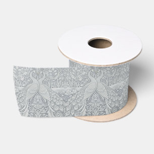 Peacocks, Winter Romance, Floral Garden Morris Art Satin Ribbon