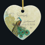 Peacocl Vintage Bird Maid of Honor Ornaments<br><div class="desc">Wedding Keepsake Wedding Party Gifts Red Vintage Love Bird Sitting on a Bouquet of Peacock Feathers Bridesmaid Ornaments. Vintage Peacock on Branch Wedding Party Gifts. Perfect for the Roaring 20s or Destination Theme Wedding or Exotic Destination Farmhouse Wedding Venues. #GrandMillennial #CottageChic #Chinoiserie, Love Birds, Vintage Lovebird Wedding, English Cottagecore Aesthetic,...</div>