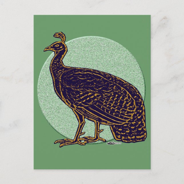 Peafowl:  Impressionistic Congo Hen Postcard (Front)