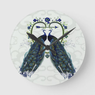 PEAFOWL peacock love heart personalized Round Clock