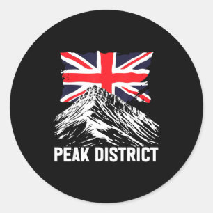 Peak District + British Flag Classic Round Sticker