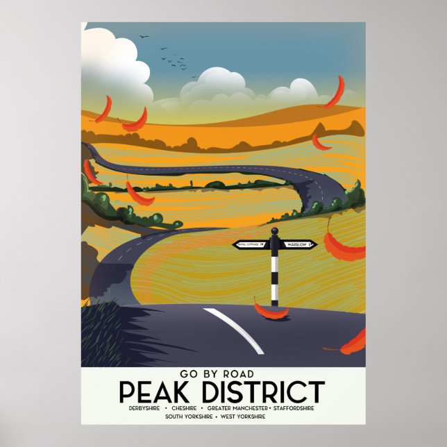 Peak District Road travel poster (Front)