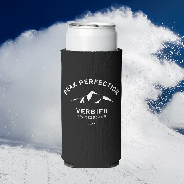 Peak Perfection Winter Ski Snowboard Resort Crest Seltzer Can Cooler (Creator Uploaded)