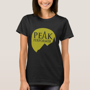 Peak Performer ladies logo green on army t-shirt