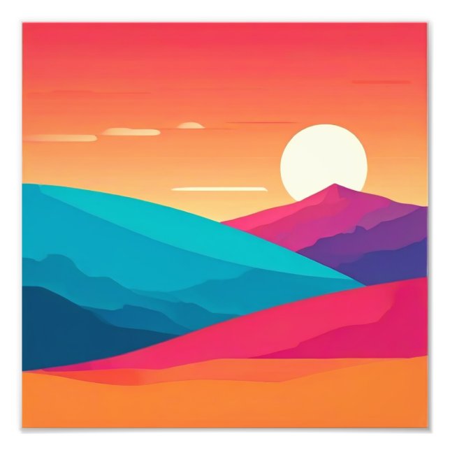 Peak Wonder: A Whimsical Mountain Sunset Photo Print (Front)