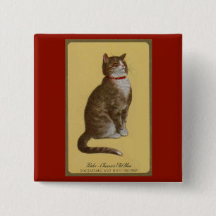 Peake, Chessie’s Old Man tomcat tabby cat 2 Inch Square Button