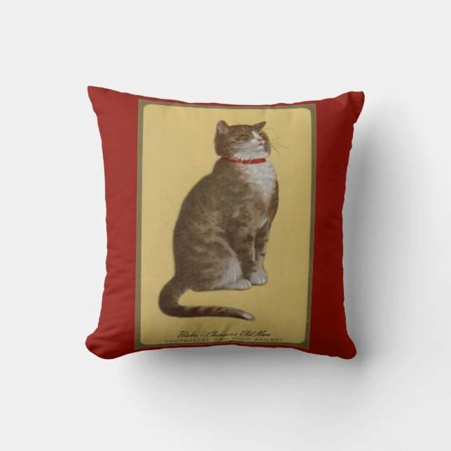 Peake, Chessie’s Old Man tomcat tabby cat Throw Pillow (Front)