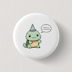 "Peaked In Kindergarten" Funny Turtle Design 1 Inch Round Button