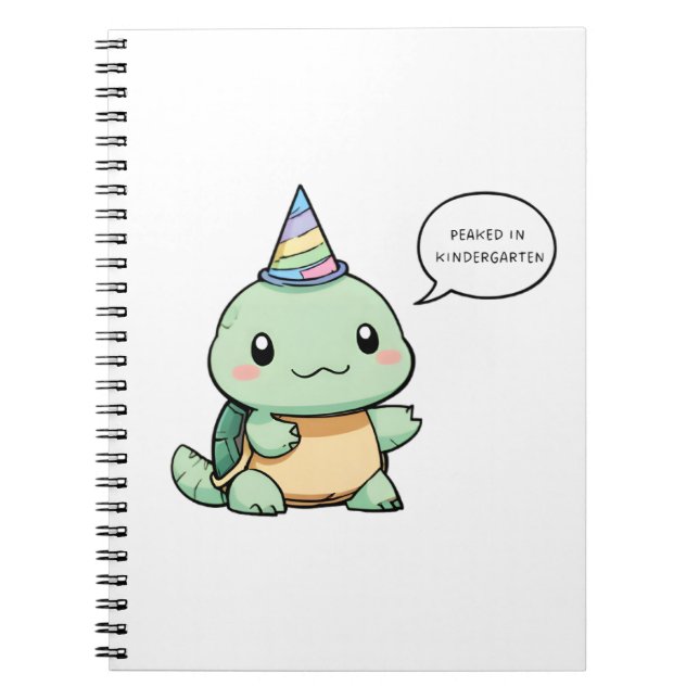 "Peaked In Kindergarten" Funny Turtle Design Notebook (Front)