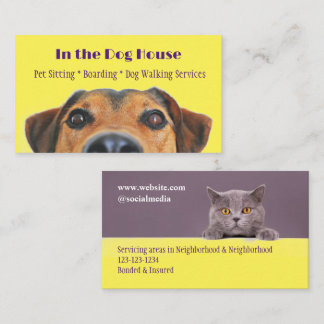 Peaking Dog and Cat Pet Services Business Card 