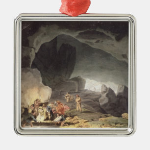 Peaks Hole, Derbyshire (colour engraving) Metal Ornament