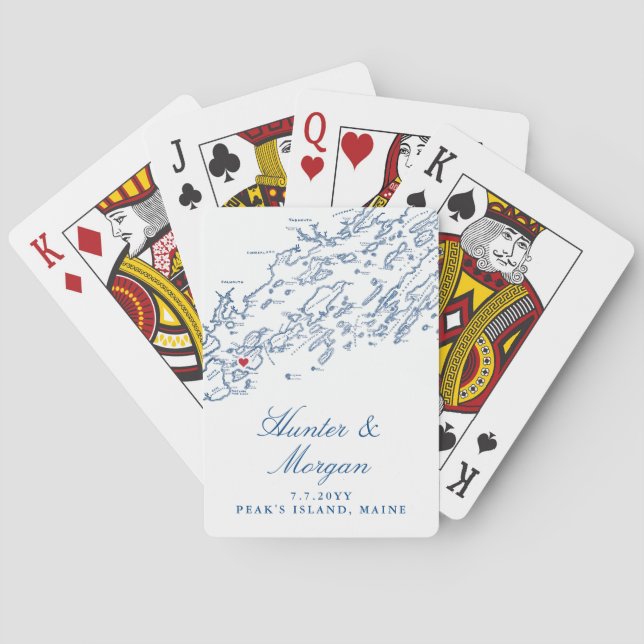 Peak's Island Maine Destination Wedding Favour Playing Cards (Back)