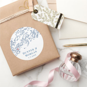 Peaks Island Maine Map Wedding Favour Classic Round Sticker