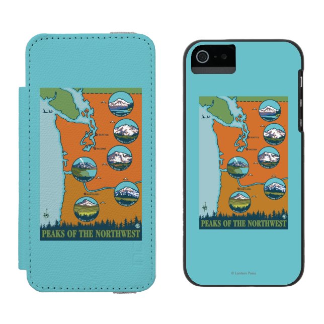 Peaks of the Northwest - 5 Different Mountains Incipio iPhone Wallet Case (Side by Side)