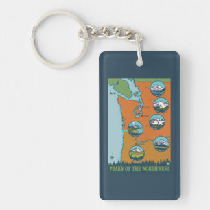 Peaks of the Northwest - 5 Different Mountains Keychain
