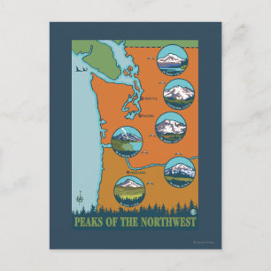 Peaks of the Northwest - 5 Different Mountains Postcard