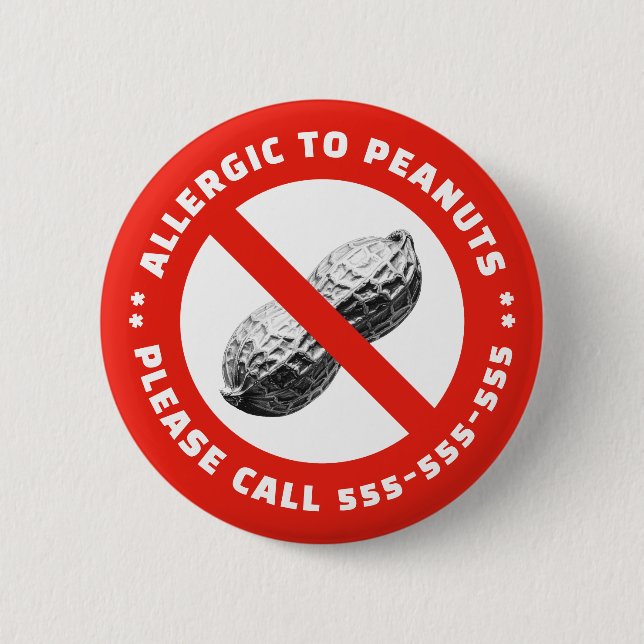 Peanut allergy  2 inch round button (Front)
