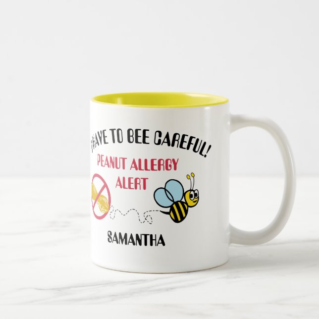 Peanut Allergy Alert Bumble Bee Mug (Right)