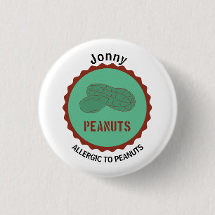 Peanut Allergy Alert Editable Name 1 Inch Round Button
