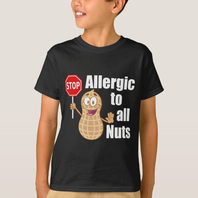 Peanut Allergy Allergic to All Nuts Kids T-Shirt (Front)