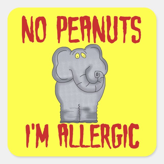 Peanut Allergy Elephant Square Sticker (Front)