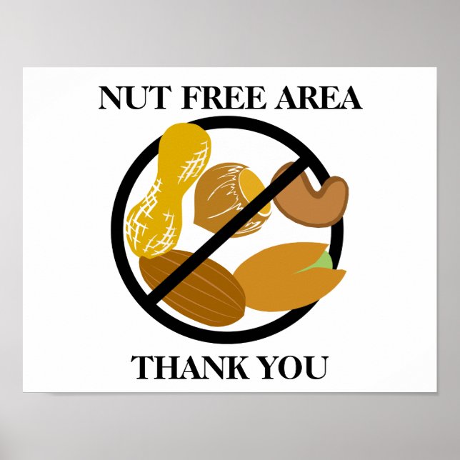 Peanut and Tree Nut Free Area for School or Office Poster (Front)