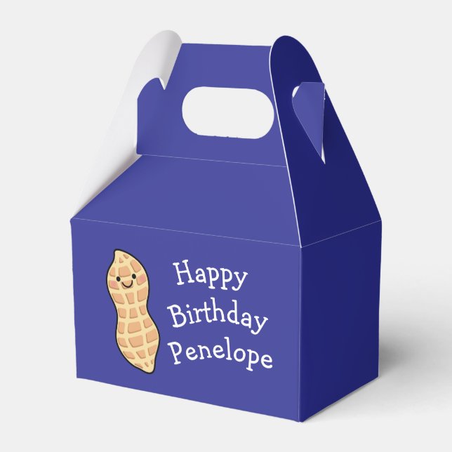 Peanut Birthday Party Kids Cute Nut Cartoon Favor Box (Back Side)