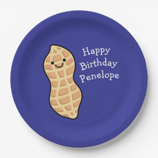 Peanut Birthday Party Kids Cute Nut Cartoon Paper Plate