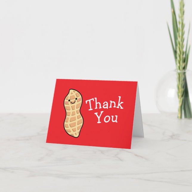 Peanut Birthday Party Kids Cute Nut Thank You Card (Front)