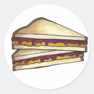 Peanut Butter and Grape Jelly Sandwich PBJ Lunch Classic Round Sticker