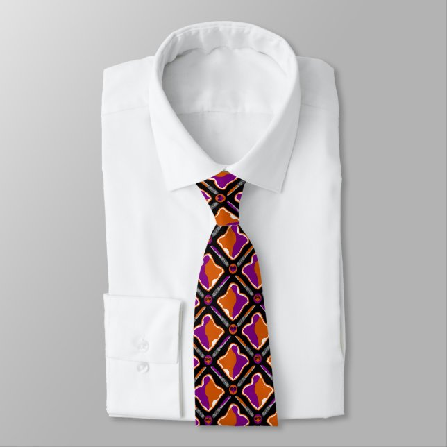 Peanut Butter and Grape Jelly Seamless Pattern Tie (Tied)