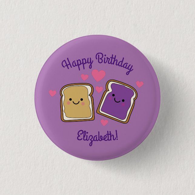 Peanut Butter and Jelly Birthday Party PBJ 1 Inch Round Button (Front)