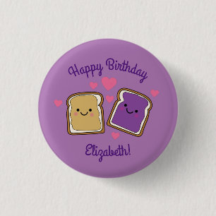 Peanut Butter and Jelly Birthday Party PBJ 1 Inch Round Button
