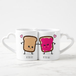 Peanut Butter and Jelly Couples Coffee Mug Set